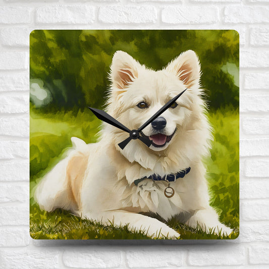 American Eskimo Dog Wall Clock | Charming Dog Lover Gift | Watercolor Dog Art Home Décor