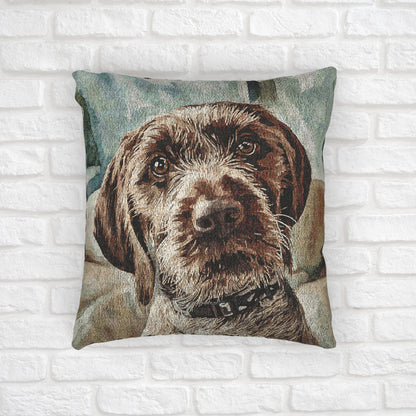 Wirehaired Pointing Griffon Woven Pillow – Rugged Dog Lover Décor – Sporting Breed Design