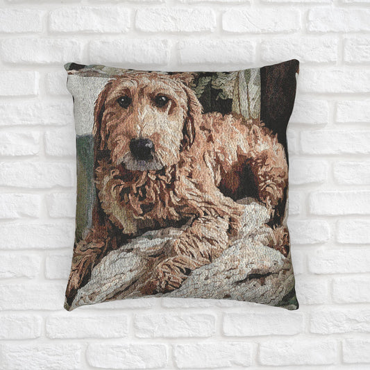 Whoodle Woven Pillow | Elegant Tapestry Dog Lover Gift
