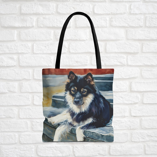 Finnish Lapphund Tote Bag – Nordic Watercolor Dog Lover Gift