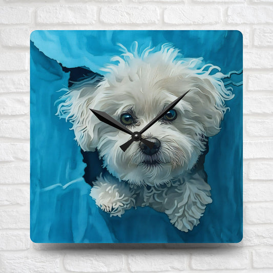 Bichon Frise Wall Clock | Dog Lover Gift | Watercolor Bichon Frise Art | 10.75" Acrylic Clock