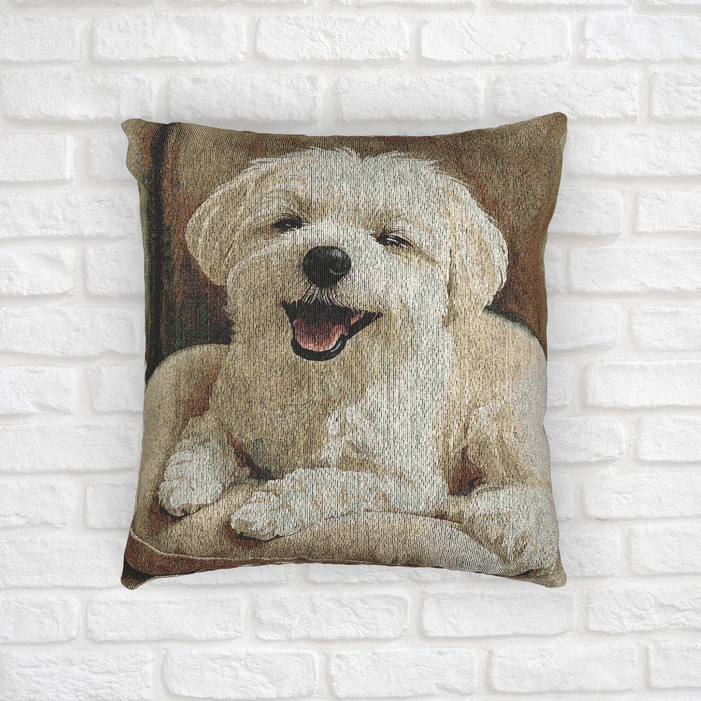 Maltese Decorative Pillow – Elegant Dog Lover Home Décor – Woven 17"x18" Accent Pillow