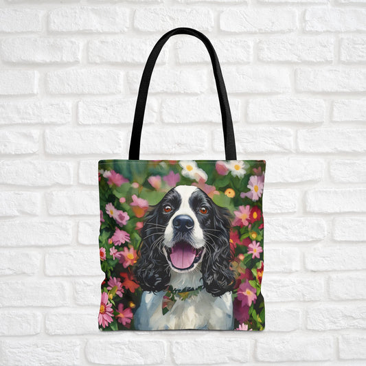 English Springer Spaniel Tote Bag – Watercolor Dog Portrait – Reusable Bag for Springer Lovers