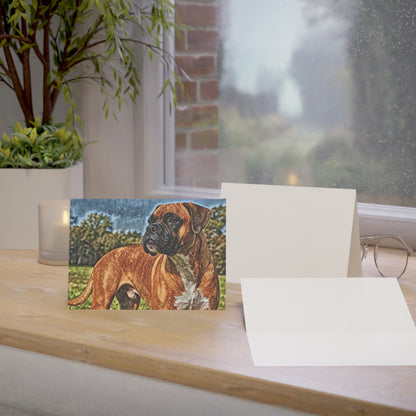 Boxer Greeting Card Set - Oil-Painted Dog Art | Blank Inside | Envelopes Included
