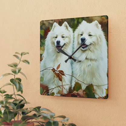 Samoyed Wall Clock – Smiling Dog Lover Gift – Watercolor Samoyed Art