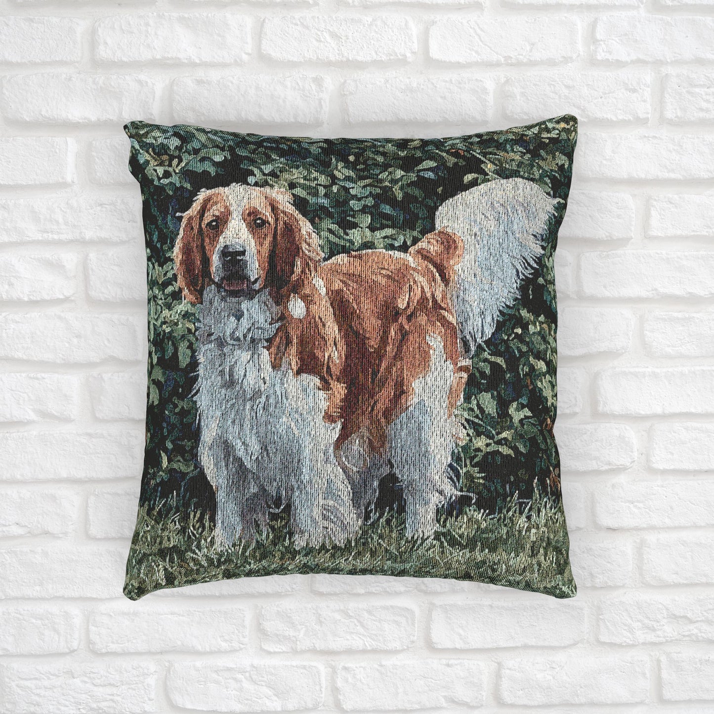 Welsh Springer Spaniel Woven Pillow – Dog Lover Home Décor – Classic Spaniel Design