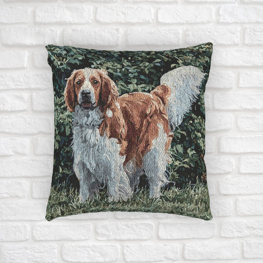 Welsh Springer Spaniel Woven Pillow – Dog Lover Home Décor – Classic Spaniel Design