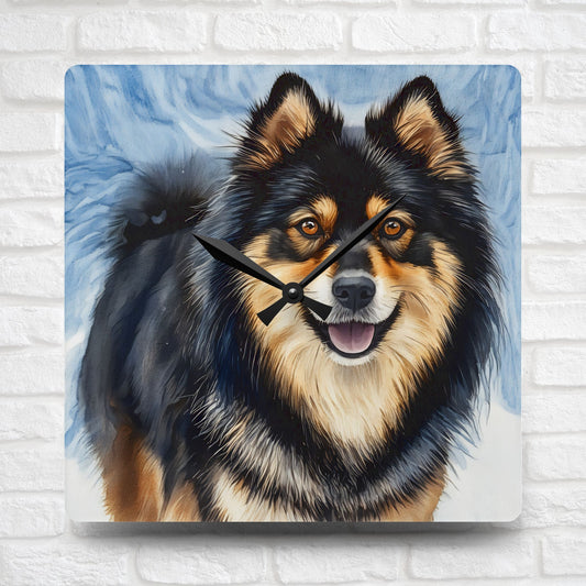 Finnish Lapphund Wall Clock – Nordic Watercolor Dog Art Décor