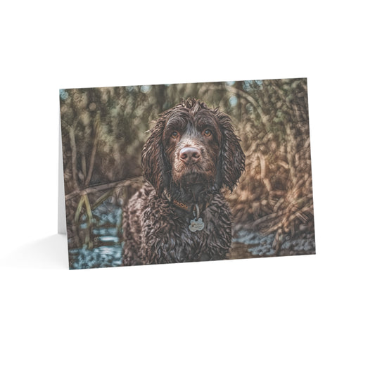 American Water Spaniel Greeting Cards | Spaniel Lover Stationery | Oil Painting Dog Art | 5x7 Card Set with Envelopes