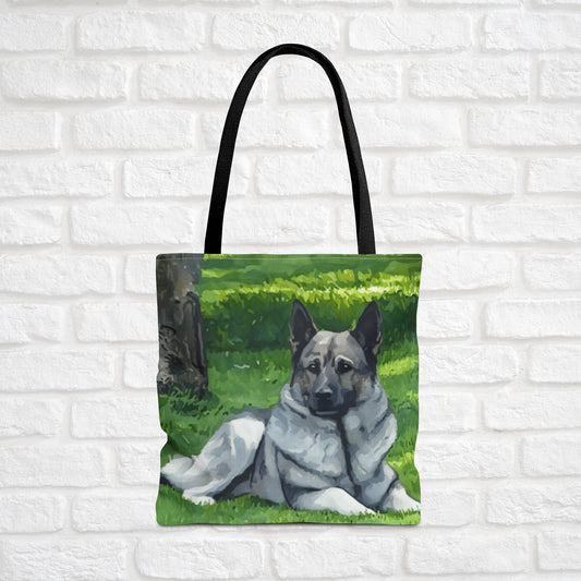 Norwegian Elkhound Tote Bag – Loyal Nordic Dog Lover Gift – Watercolor Norwegian Elkhound Art