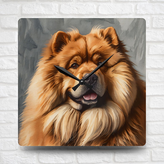 Chow Chow Acrylic Wall Clock – Elegant Watercolor Dog Lover Home Décor