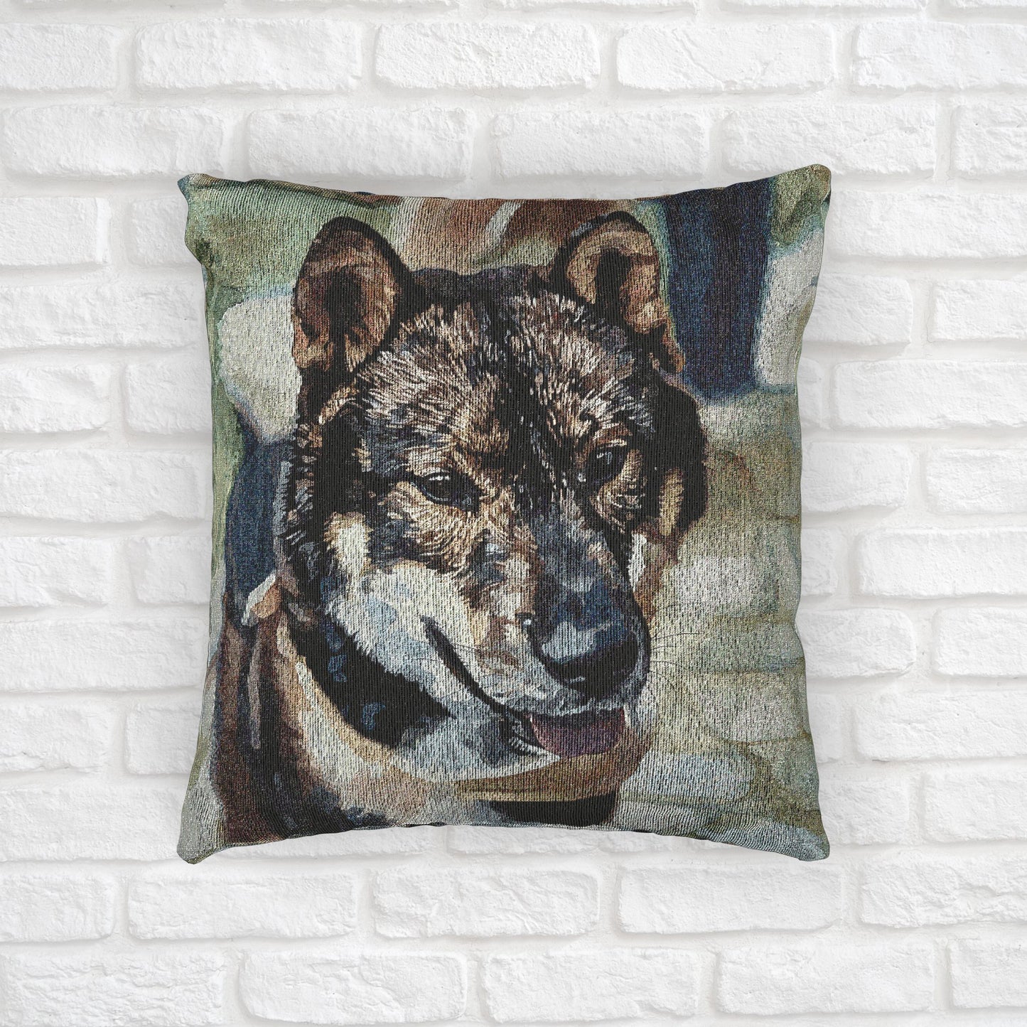 Shikoku Decorative Pillow – Rare Japanese Dog Lover Home Décor – Woven 17”x18” Pillow