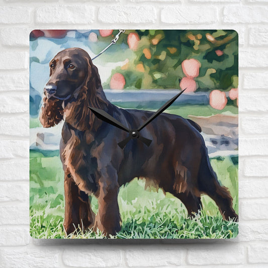 Field Spaniel Wall Clock – Watercolor Dog Lover Home Décor