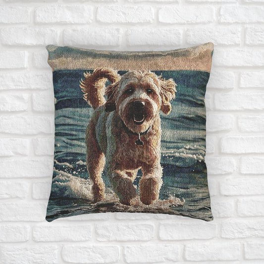 Labradoodle Woven Pillow | Elegant Tapestry Dog Lover Gift