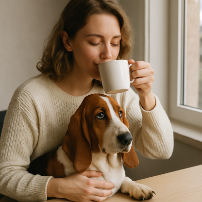 Basset Hound Coffee Mug | Dog Lover Gift | Watercolor Basset Hound Art | 11oz Ceramic Cup
