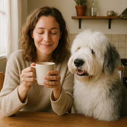 Old English Sheepdog Coffee Mug – Gentle Giant Gift – Watercolor Old English Sheepdog Art