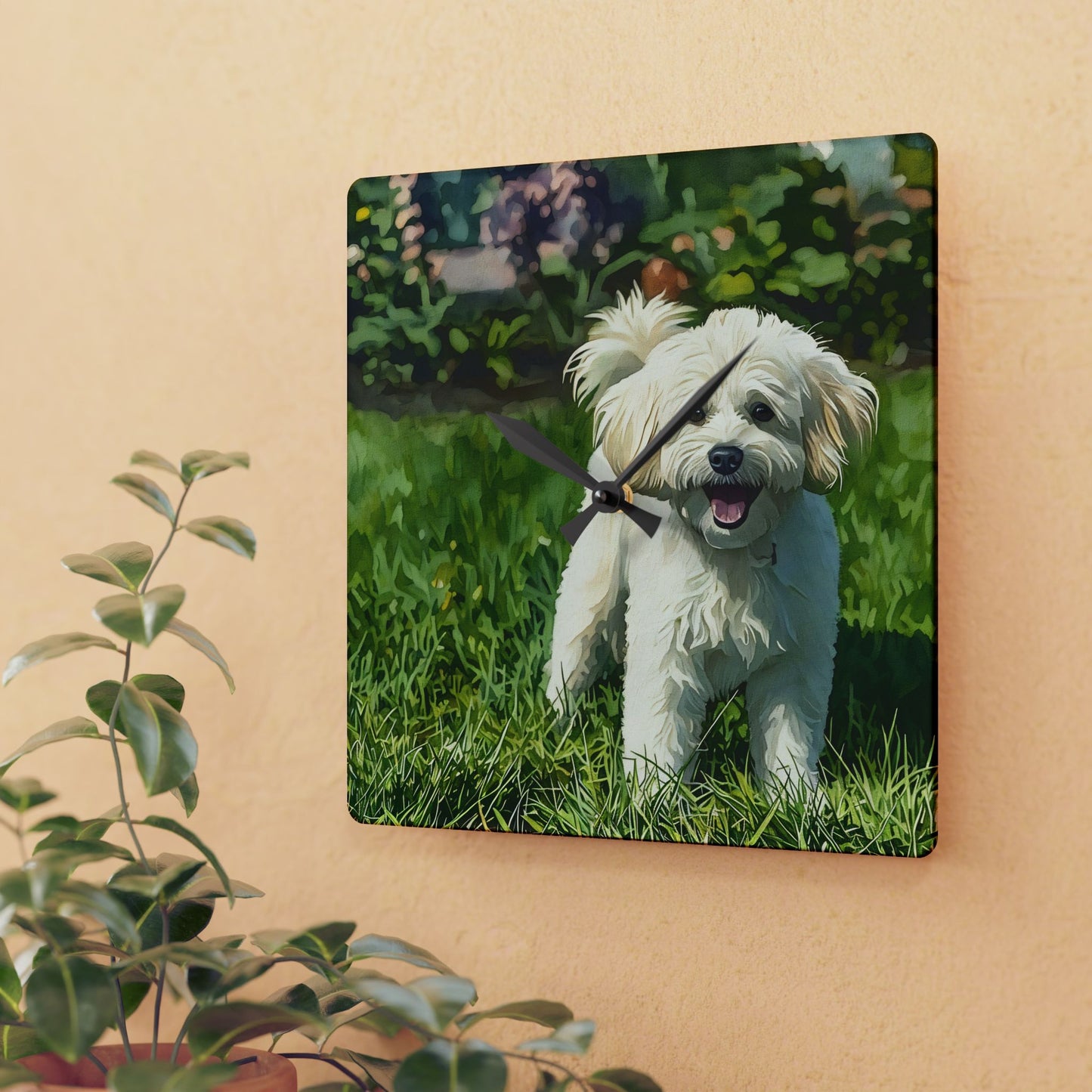 Bichon Frise Wall Clock | Dog Lover Gift | Watercolor Bichon Frise Art | 10.75" Acrylic Clock