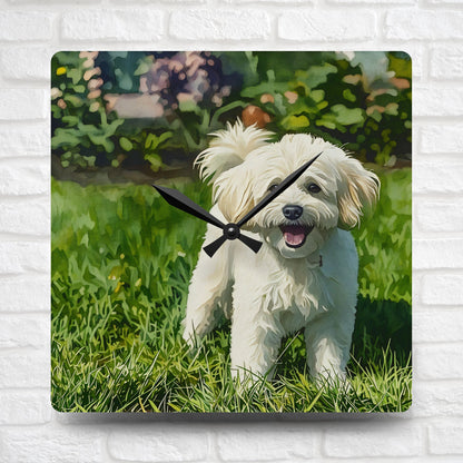 Bichon Frise Wall Clock | Dog Lover Gift | Watercolor Bichon Frise Art | 10.75" Acrylic Clock
