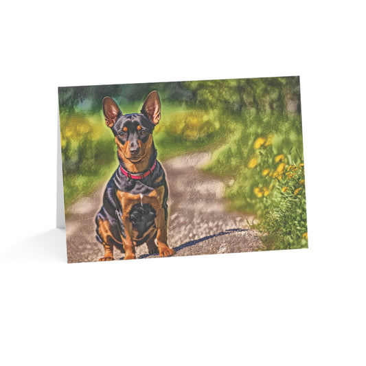 Miniature Pinscher Greeting Cards – Confident Dog Lover Stationery – Custom Min Pin Photo Art