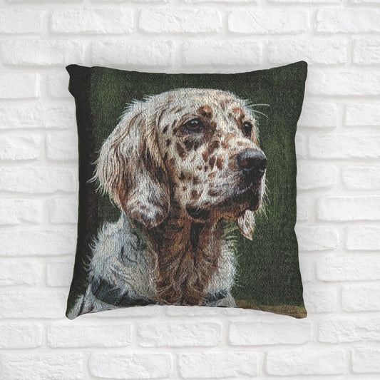 English Setter Woven Pillow – Watercolor Dog Lover Home Décor