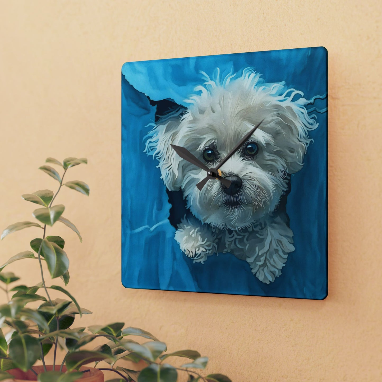 Bichon Frise Wall Clock | Dog Lover Gift | Watercolor Bichon Frise Art | 10.75" Acrylic Clock