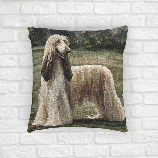 Afghan Hound Woven Pillow | Elegant Tapestry Dog Lover Gift
