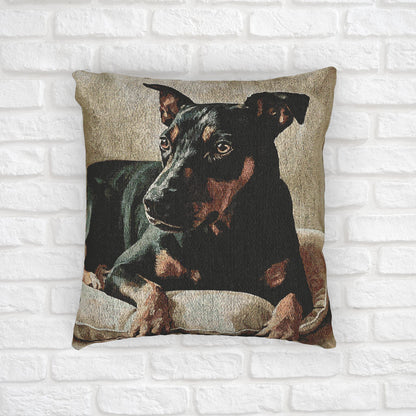 German Pinscher Woven Pillow – Watercolor Dog Lover Décor