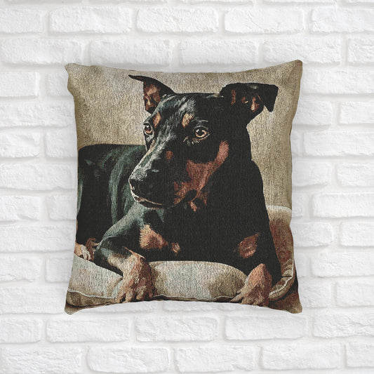 German Pinscher Woven Pillow – Watercolor Dog Lover Décor