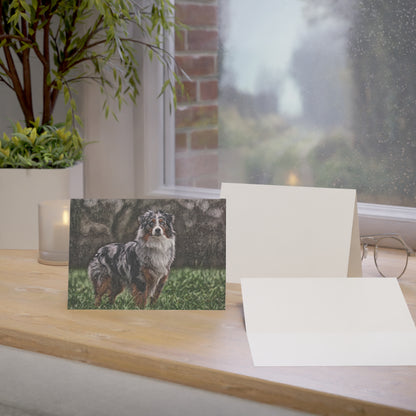 Miniature American Shepherd Greeting Cards – Energetic Dog Lover Stationery – Custom Mini American Shepherd Photo Art