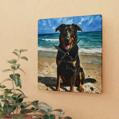 Beauceron Wall Clock | Dog Lover Gift | Watercolor Beauceron Art | Decorative Acrylic Clock
