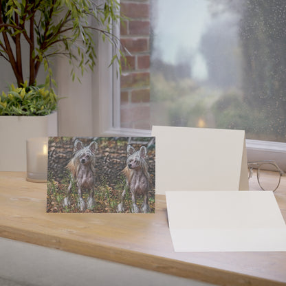 Chinese Crested Greeting Cards | Dog Lover Gift | Elegant Blank Note Cards with Crested Dog Art