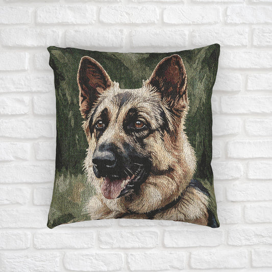 German Shepherd Woven Pillow | Loyal Dog Lover Home Décor | Heirloom-Quality Tapestry Cushion