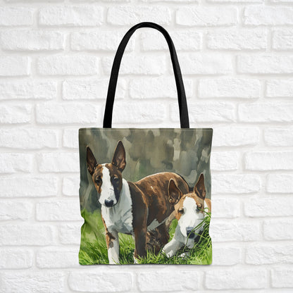 Miniature Bull Terrier Tote Bag – Bold Dog Lover Gift – Watercolor Miniature Bull Terrier Art