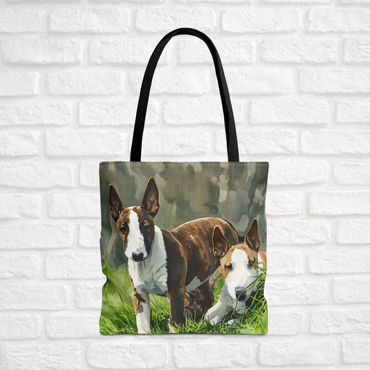 Miniature Bull Terrier Tote Bag – Bold Dog Lover Gift – Watercolor Miniature Bull Terrier Art