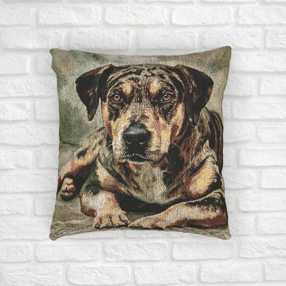 Catahoula Leopard Dog Woven Decorative Pillow – Dog Lover Home Décor Gift