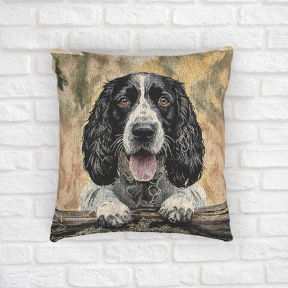 English Springer Spaniel Woven Pillow | Elegant Dog Lover Home Décor | Heirloom-Quality Tapestry Cushion