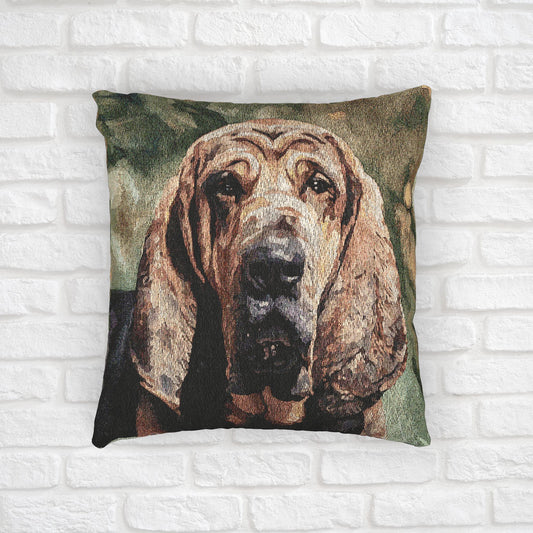 Bloodhound Pillow | Dog Lover Gift | Woven Throw Pillow with Noble Hound Art