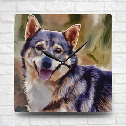 Swedish Vallhund Wall Clock – Watercolor Dog Lover Gift