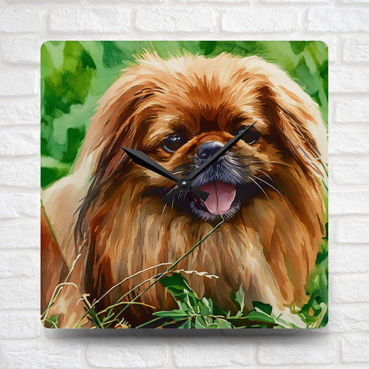 Pekingese Wall Clock – Royal Dog Lover Gift – Watercolor Pekingese Art