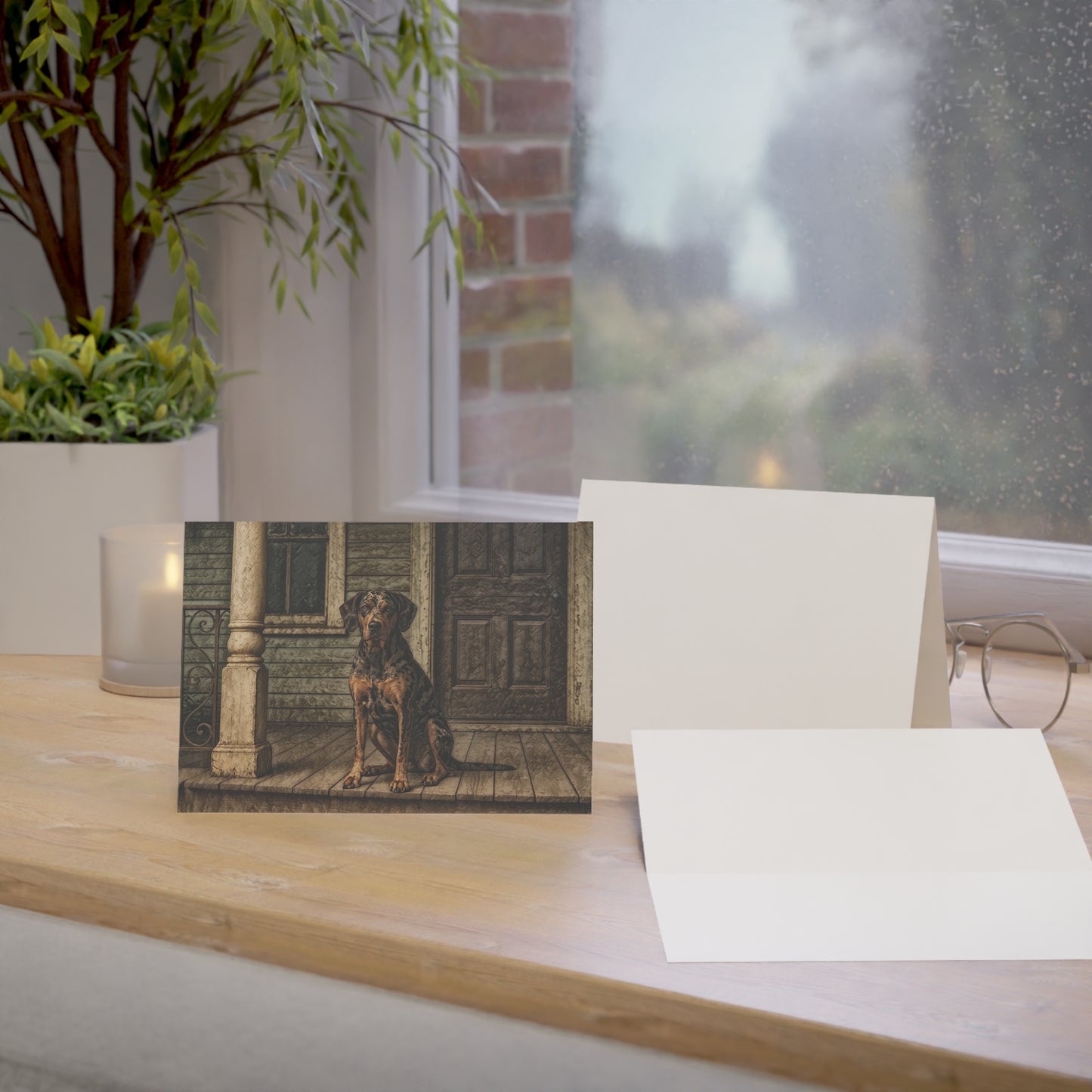 American Leopard Hound Greeting Cards | Dog Lover Stationery | Oil Painting Dog Art | 5x7 Card Set with Envelopes