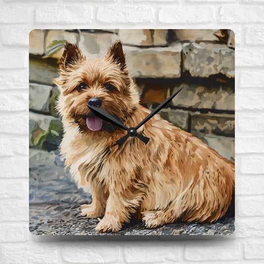 Norwich Terrier Wall Clock – Playful Dog Lover Gift – Watercolor Norwich Terrier Art