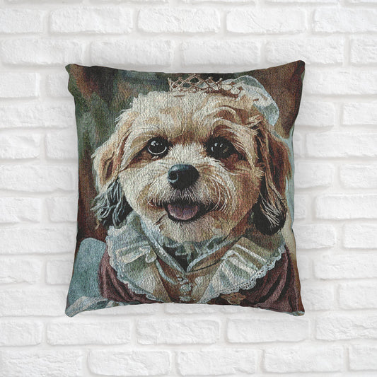 Shih-Poo Woven Pillow | Elegant Tapestry Dog Lover Gift