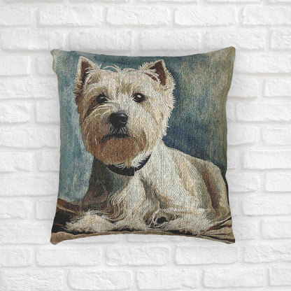 West Highland White Terrier Woven Pillow – Cute Dog Lover Décor – Classic Westie Design
