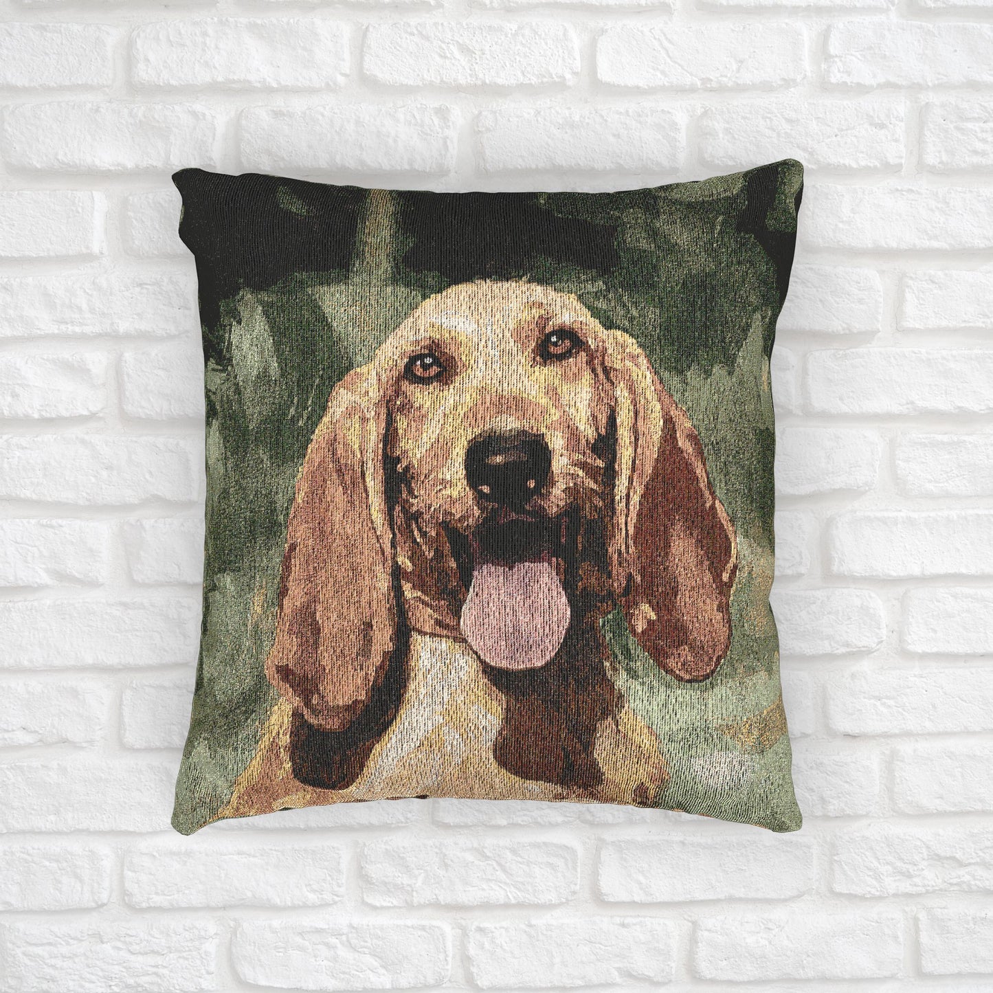 Segugio Italiano Decorative Pillow – Elegant Scenthound Home Décor – Woven 17”x18” Pillow