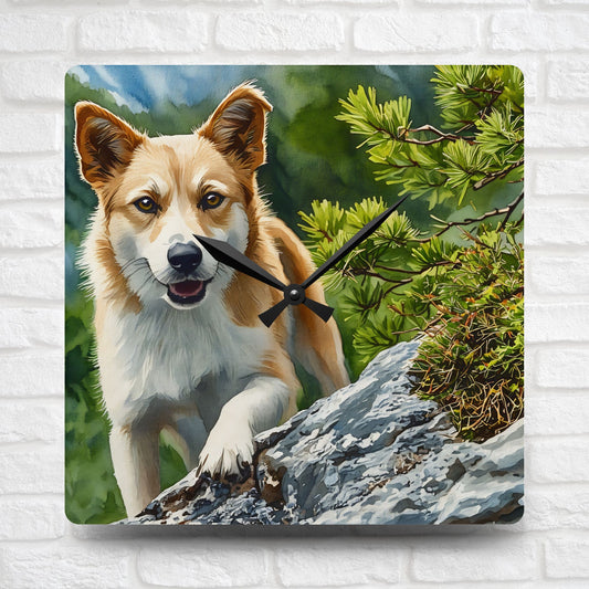 Icelandic Sheepdog Wall Clock | 10.75″ Acrylic Nordic Dog Lover Décor