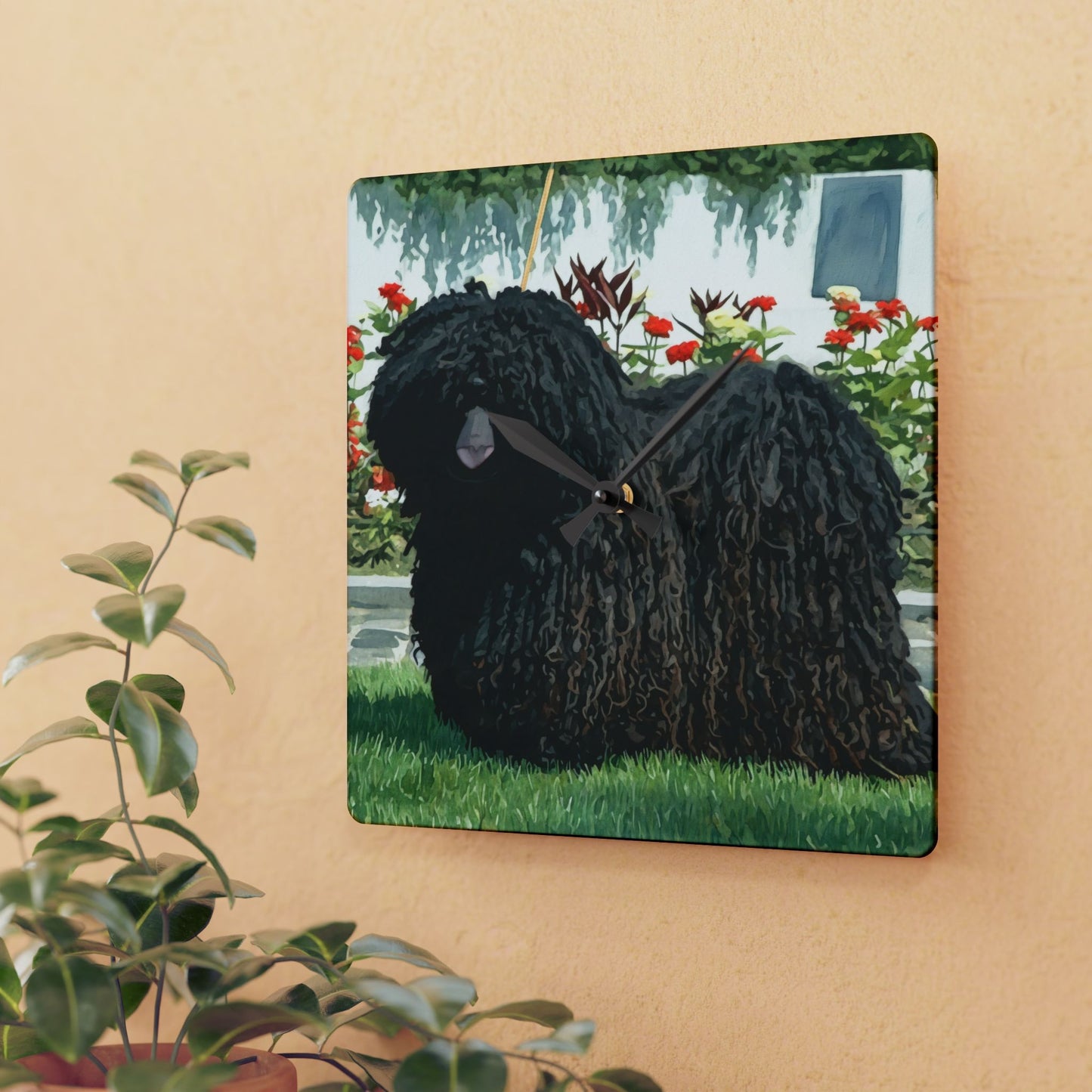 Puli Wall Clock – Unique Dog Lover Home Décor – Watercolor Puli Art