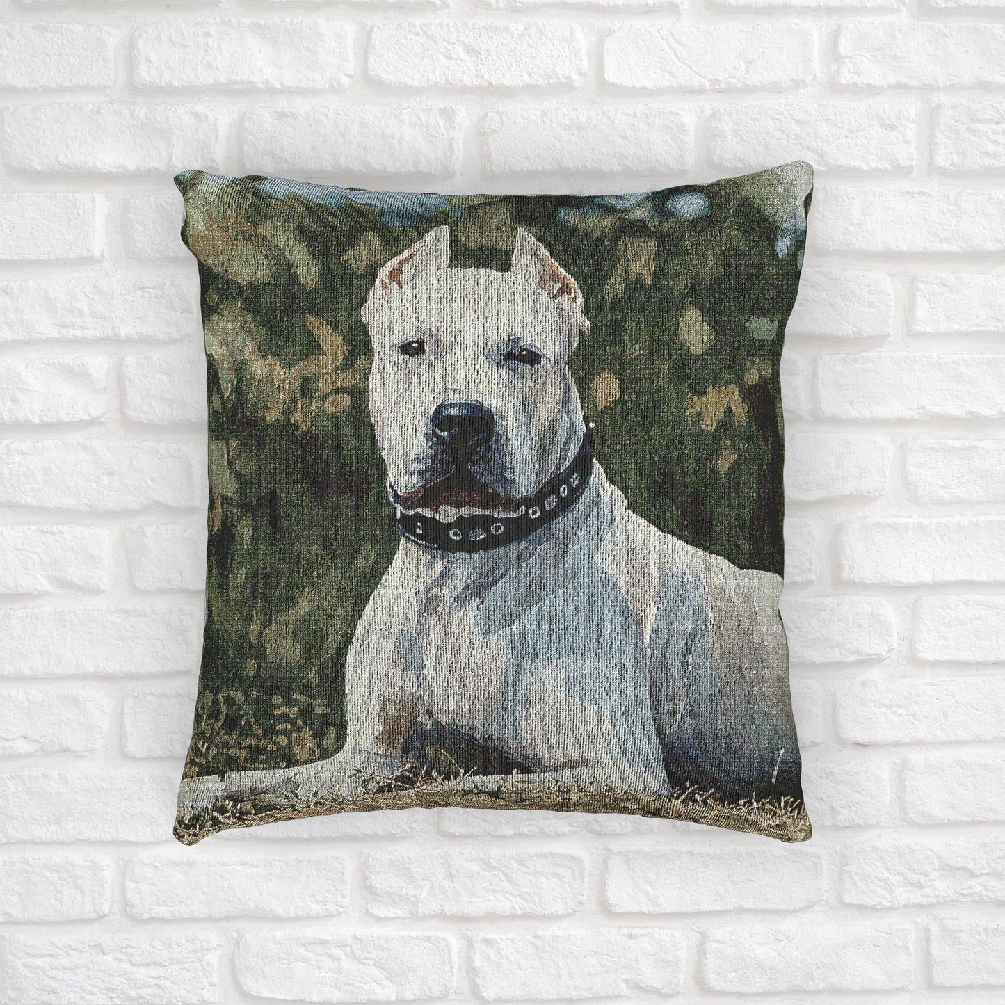 Dogo Argentino Woven Pillow | Elegant Dog Lover Home Décor | Heirloom-Quality Tapestry Cushion