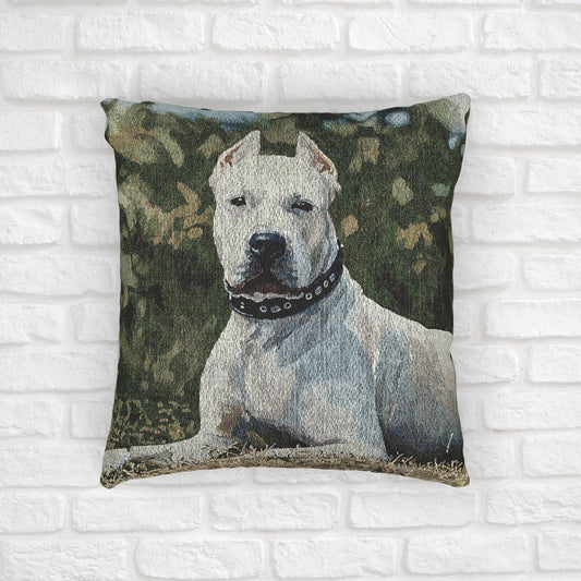 Dogo Argentino Woven Pillow | Elegant Dog Lover Home Décor | Heirloom-Quality Tapestry Cushion