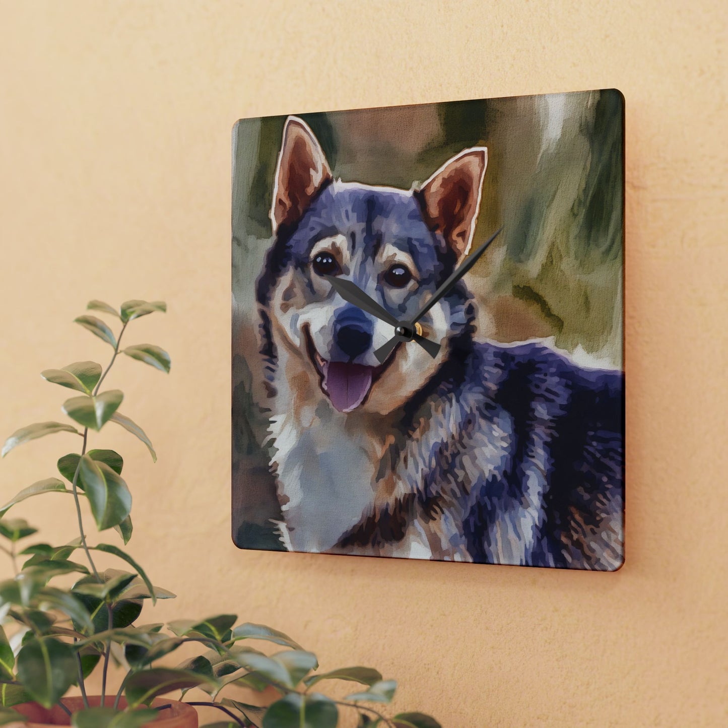 Swedish Vallhund Wall Clock – Watercolor Dog Lover Gift