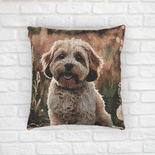 Cavapoo Woven Pillow | Elegant Tapestry Dog Lover Gift
